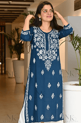 Divya in Rayon Cotton Hand embroidered Kurti - NoorKasni Collections